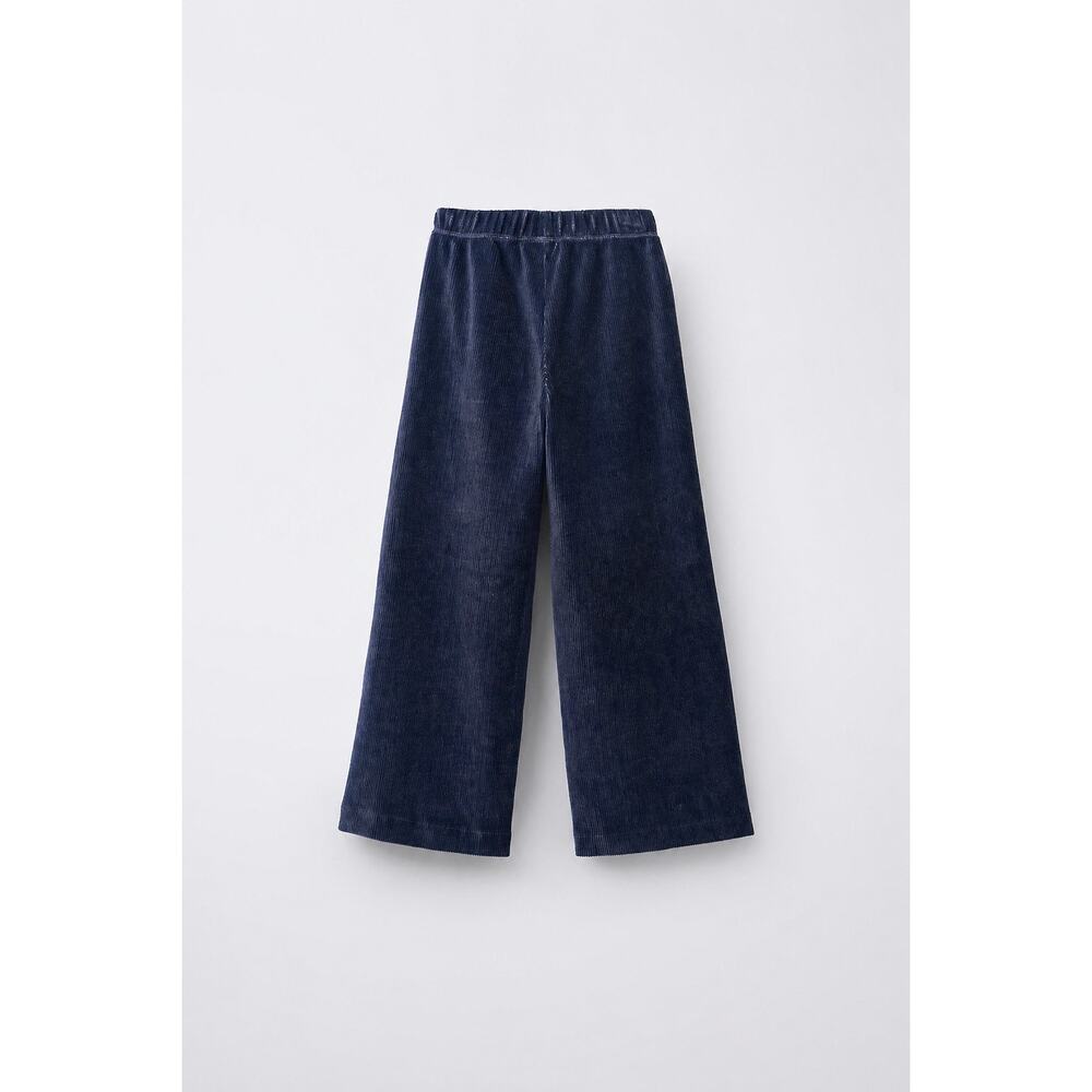 ZARA Girls Cotton Corduroy Wide Leg Pants Size 7 Blue